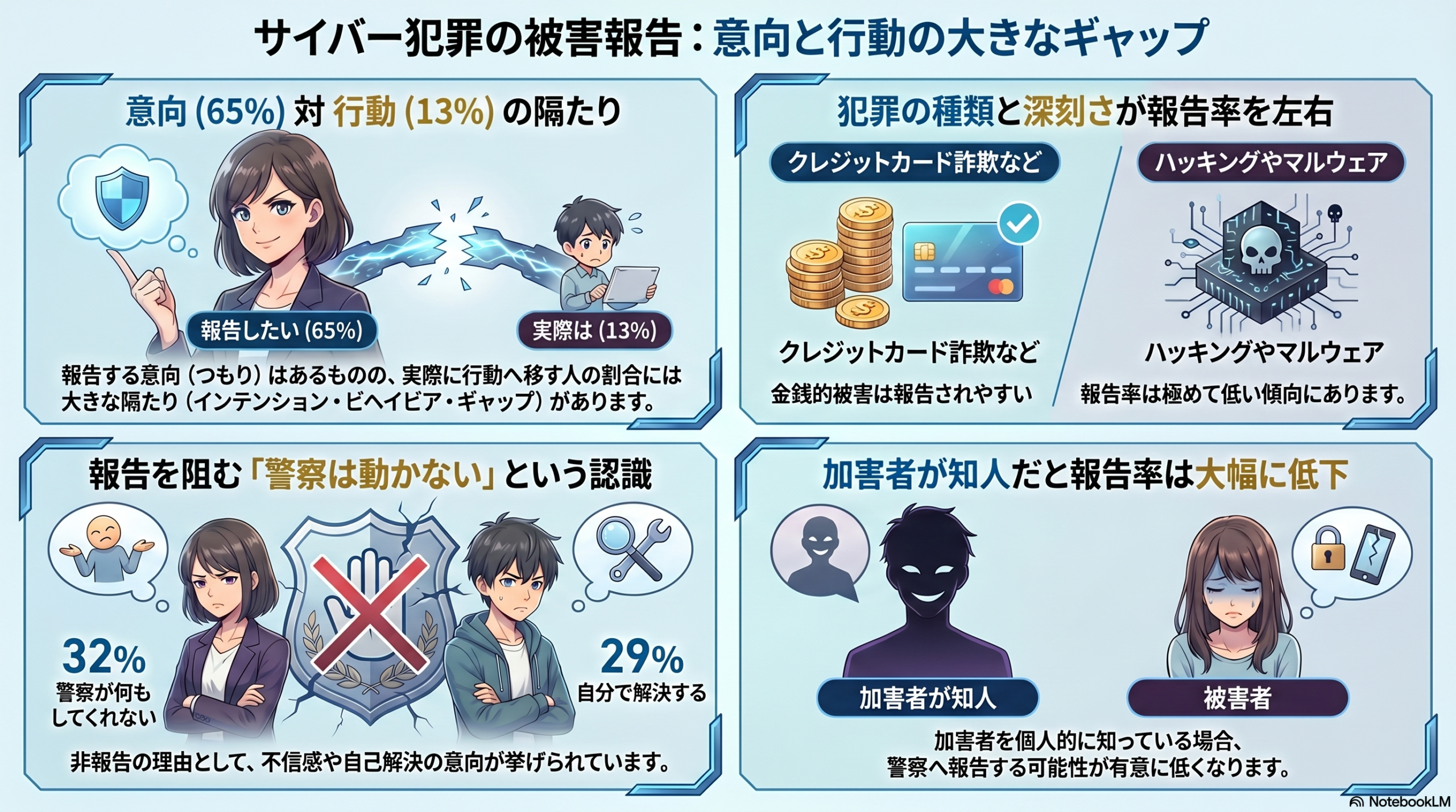 サイバー犯罪の被害届け出　意向と行動のギャップ