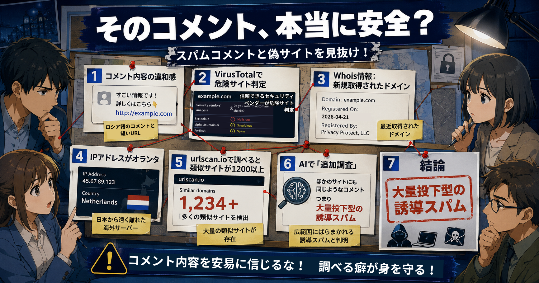 スパムコメントと偽サイトを見抜け！
